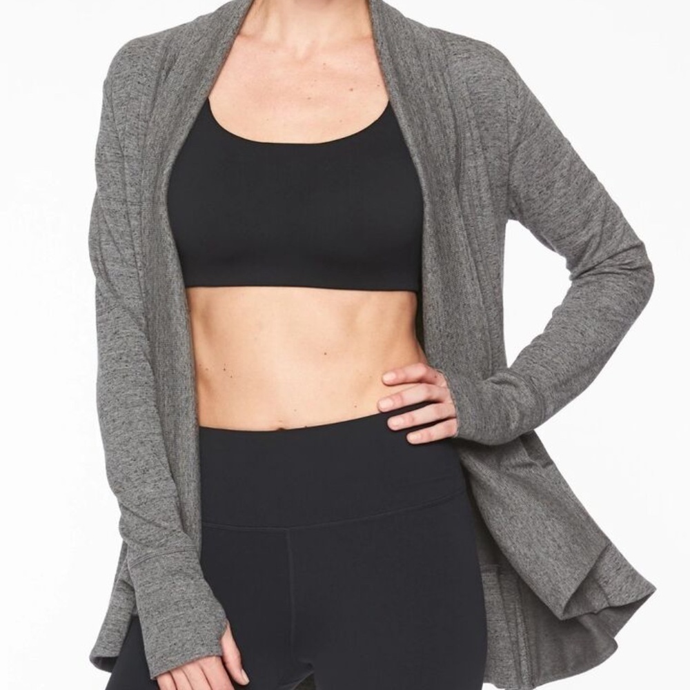 Athleta Pranayama Wrap Cardigan Sweater Sweatshirt Cover Up Gray Size XXS